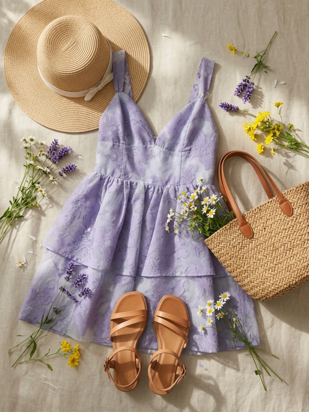 FLORAL ORGANZA TIERED ROMPER DRESS Medium